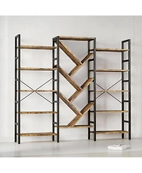 Yigii 70x70" Triple Wide Multifunctional Bookshelf - Modern Tree Design.