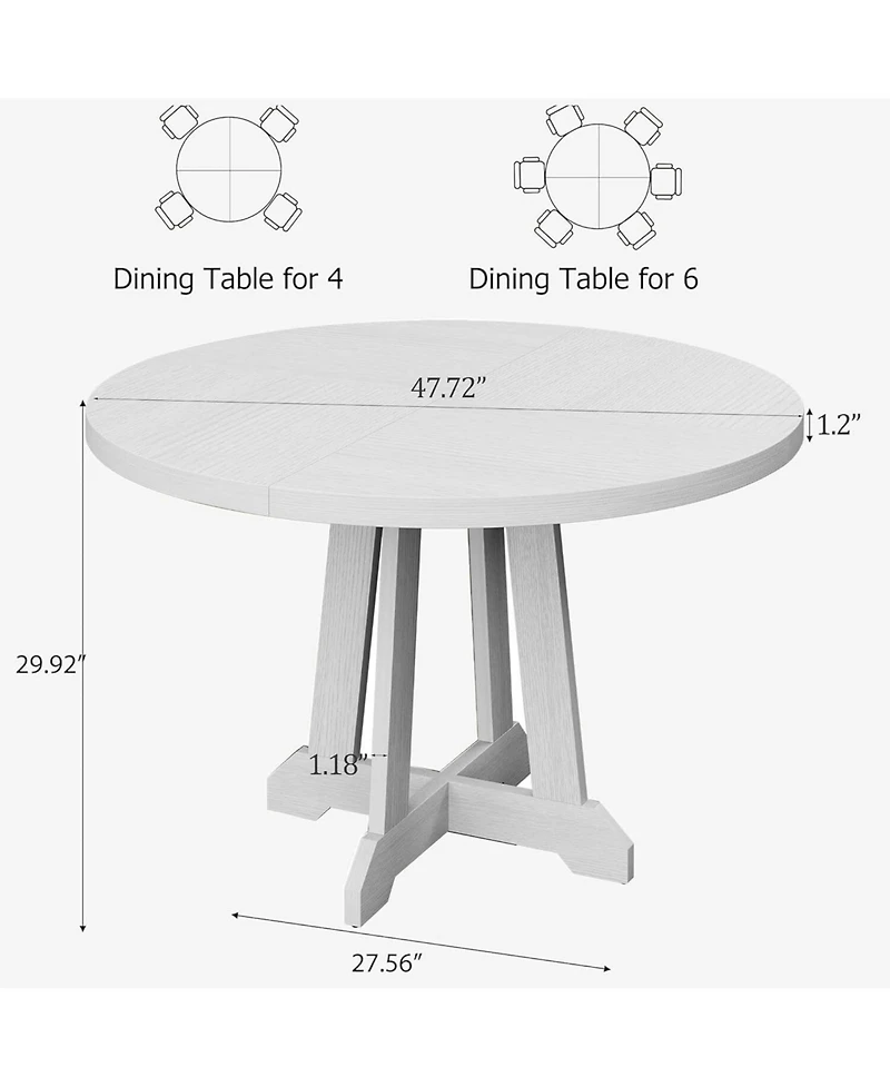Gaomon Kitchen Table Dining Table for 4 to 6 People 47 Inch Round Dining Table Wooden Kitchen Table