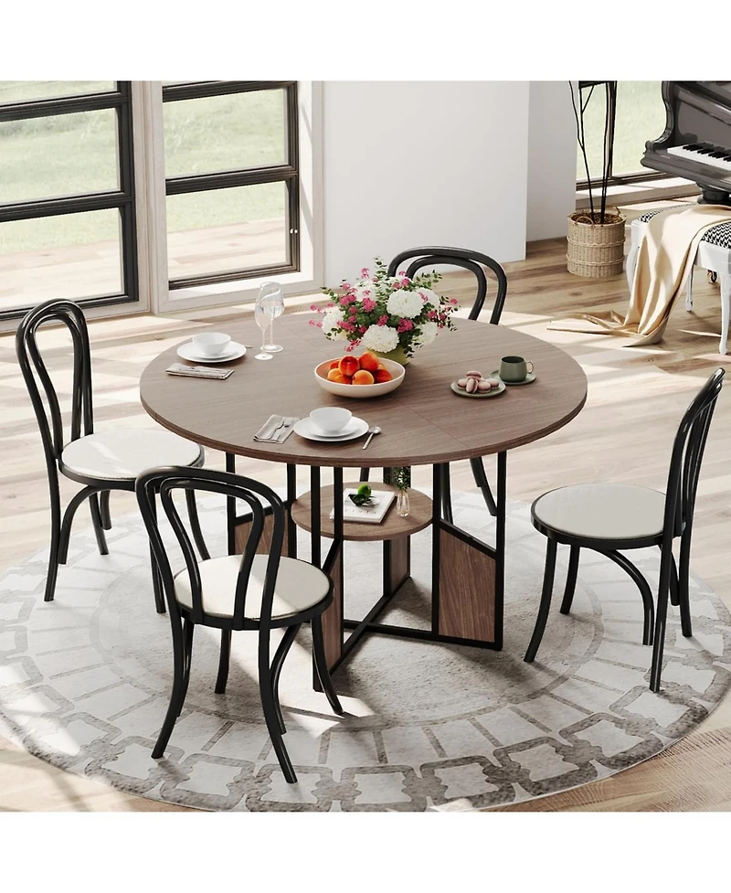 Gaomon Kitchen Table 47 Inch Round Dining Table for 4-6 Person Farmhouse Kitchen Table