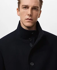 Mango Men's Wool Funnel Neck Coat