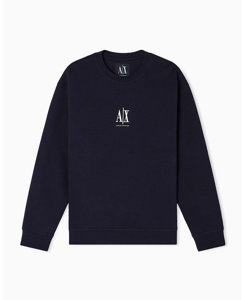 A|X Armani Exchange Men's Icon Logo Fleece Crew Neck Sweatshirt