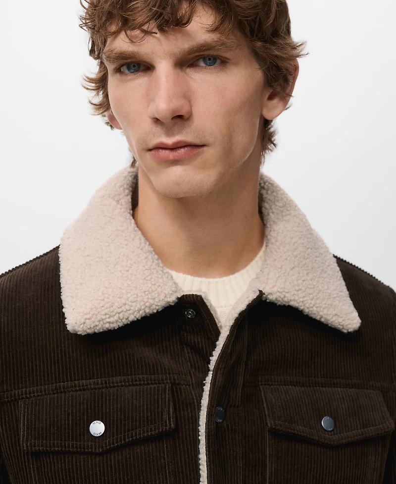 Mango Men's Shearling-Effect Lining Corduroy Jacket