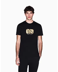 A|X Armani Exchange Men's Black and Gold Box T-Shirt