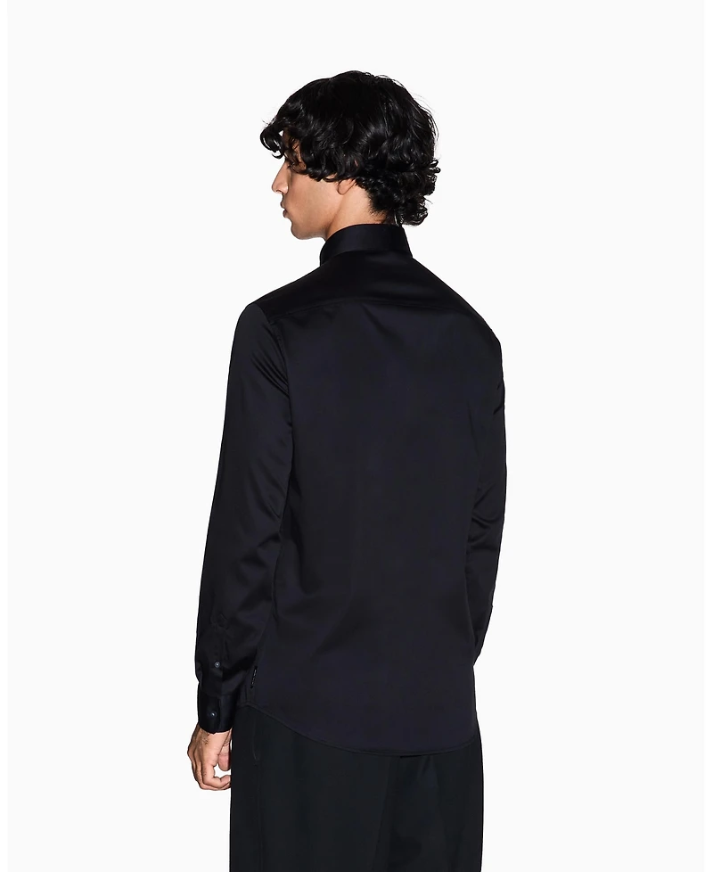 A|X Armani Exchange Men's Night Lab Satin Box Woven Shirt