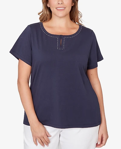 Hearts Of Palm Plus Solid Short Sleeve Top