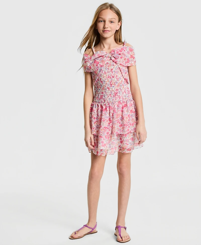 Bonnie Jean Girls' 7-16 Smocked Bow-Front Dress