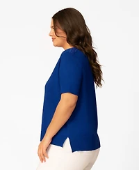 Melissa Paige Plus Lace Shoulder Boxy Crewneck Top, Macy's Exclusive