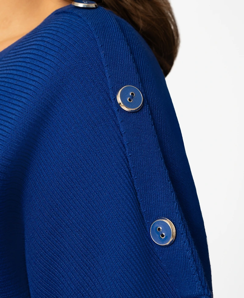 Melissa Paige Plus Vertical Rib Button Short-Sleeve Sweater, Macy's Exclusive