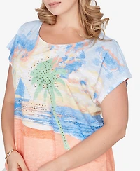 Hearts Of Palm Plus Printed Scoop Neck Top