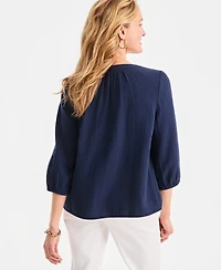 Style & Co Women's Cotton Gauze V-Neck Blouse, Macy's Exclusive