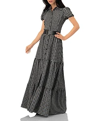 Ivonne Women's Check Maxi Dress with Puff Sleeves