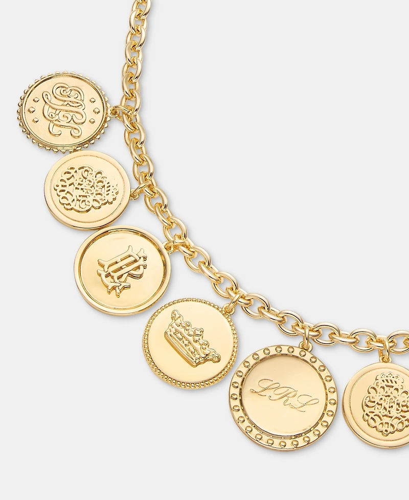 Lauren Ralph Lauren Gold-Tone Coin Logo Frontal Necklace