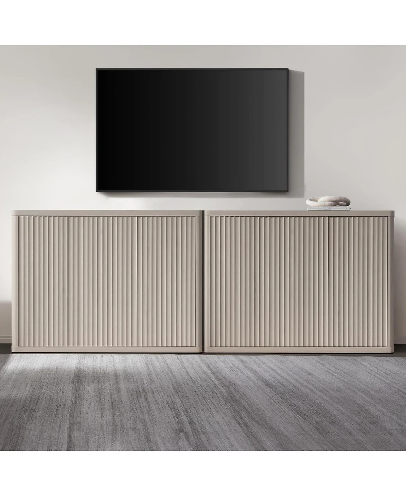 Gaomon Fluted Sideboard Buffet Cabinet, 46in Wide Cupboard Coffee Bar Console Table Credenza with 3Doors Storage