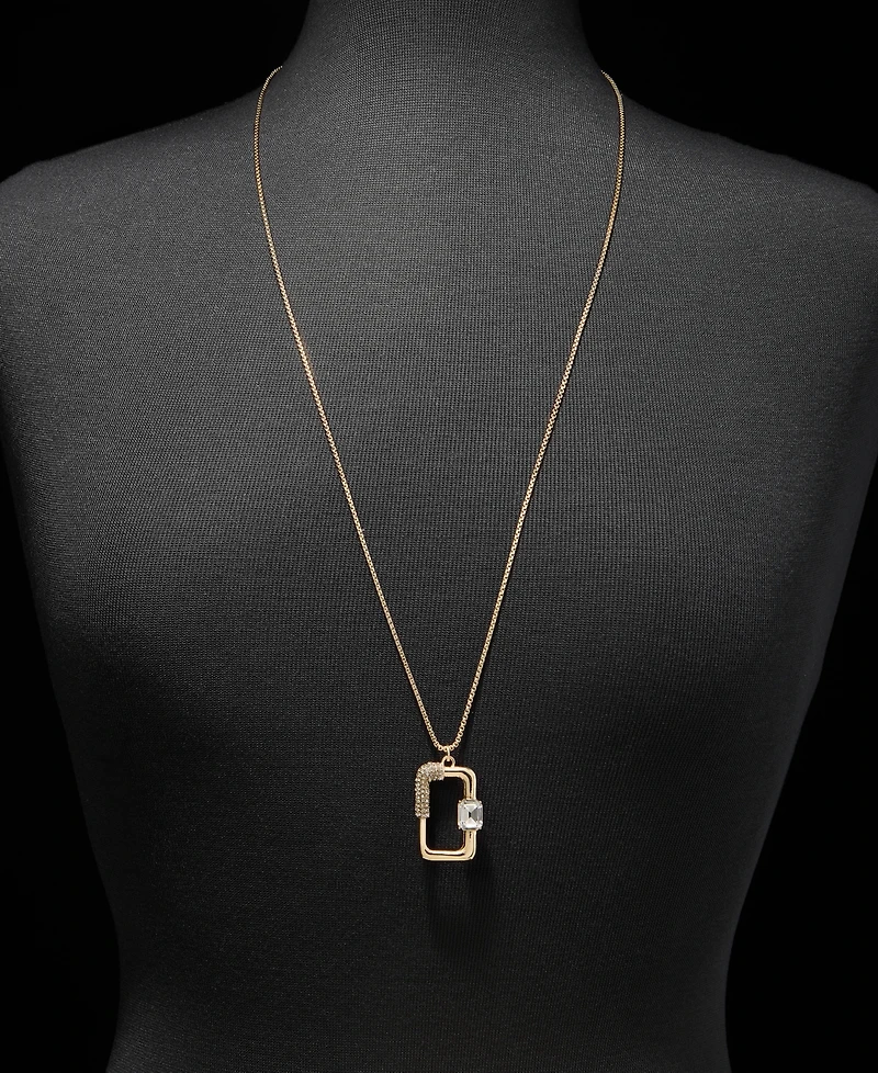Karl Lagerfeld Paris Crystal Link Pendant Necklace, 34" + 3" extender