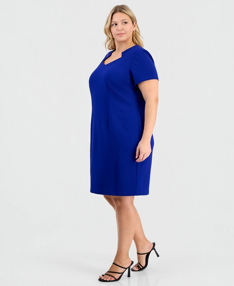 Connected Plus Scuba Crepe Cutout-Neck Sheath Dress