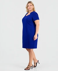 Connected Plus Scuba Crepe Cutout-Neck Sheath Dress
