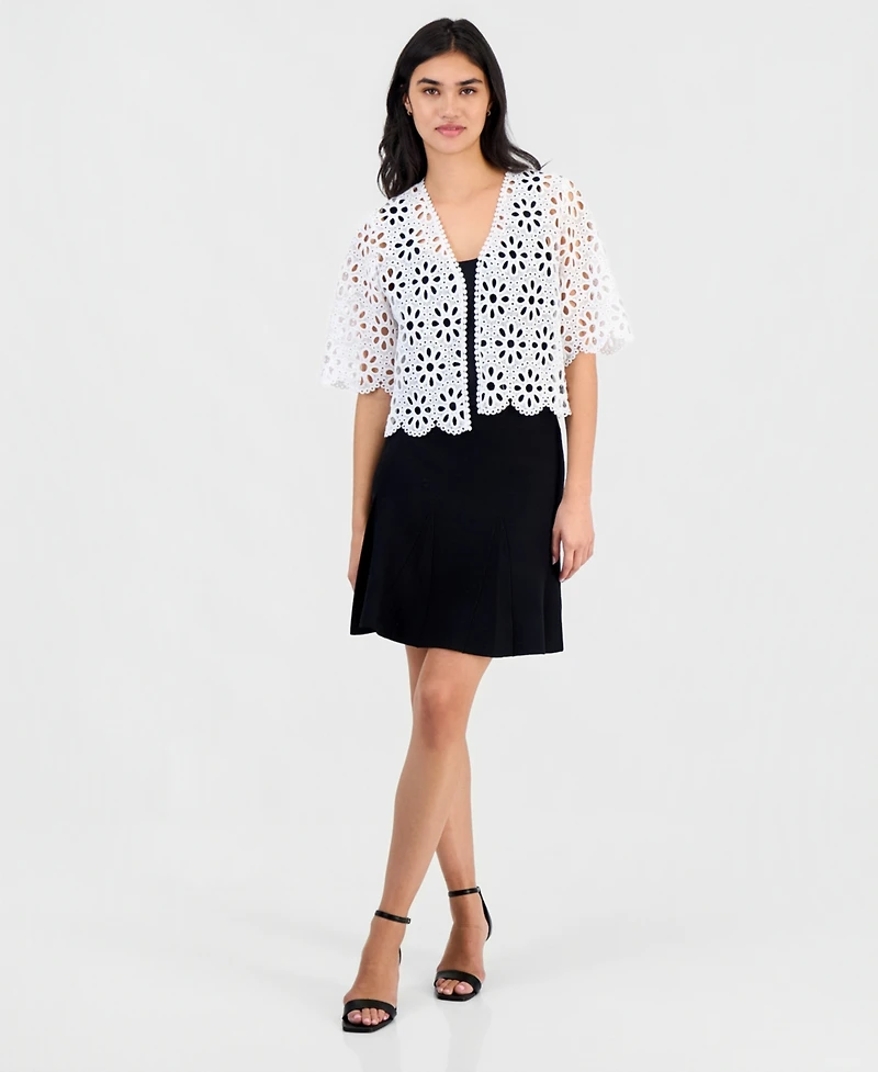 Robbie Bee Petite Chemical Lace Open-Front Shrug