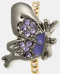 Anne Klein Small Pave Butterfly C-Hoop Earrings, 0.62"