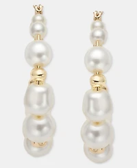 Anne Klein Medium Baroque Imitation Pearl Hoop Earrings, 1.7"