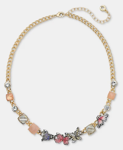 Anne Klein Mixed Stone Butterfly Collar Necklace, 16" + 3" extender