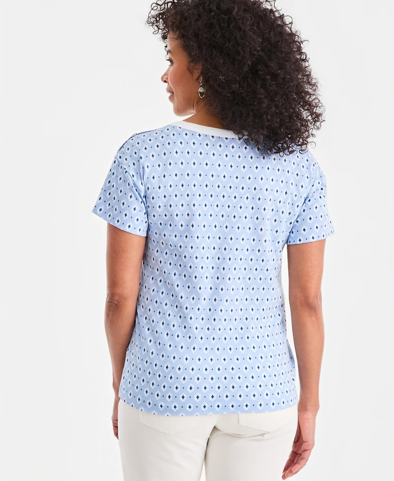 Style & Co Women's Printed Pima Cotton Boat-Neck Top, Macy's Exclusive