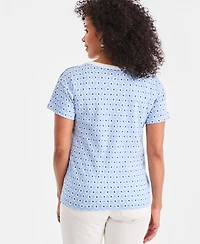 Style & Co Women's Printed Pima Cotton Boat-Neck Top, Macy's Exclusive