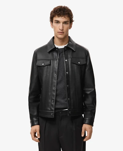 Mango Men's Pockets Faux-Leather Jacket