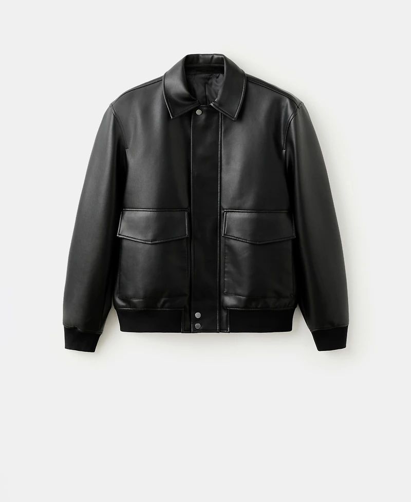 Mango Men's Pockets Faux-Leather Jacket