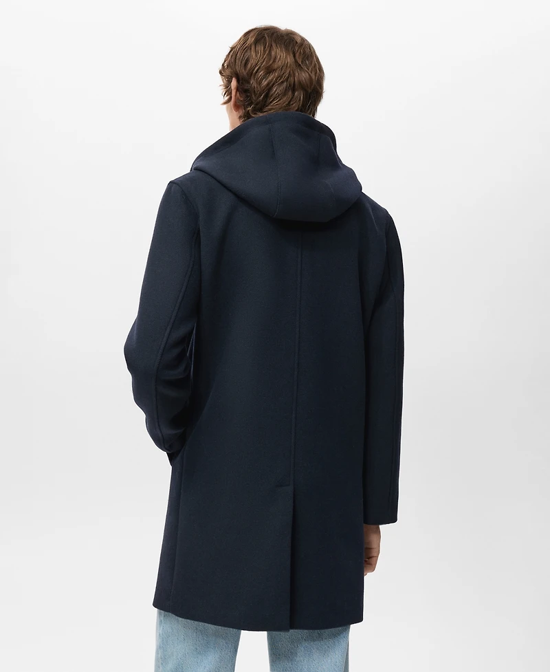 Mango Men's Detachable Inner Collar Wool Coat