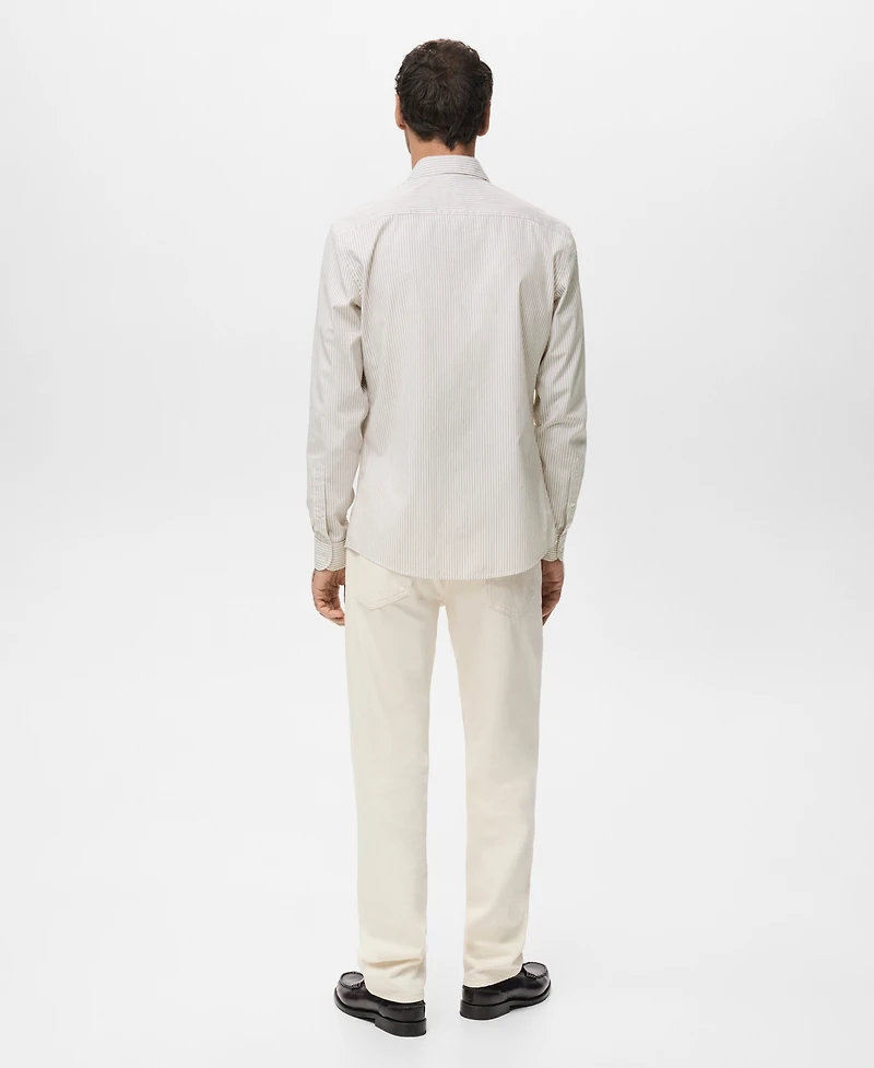 Mango Men's Regular Fit Striped Cotton Shirt