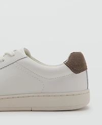 Mango Men's Contrasting Panel Leather Sneakers