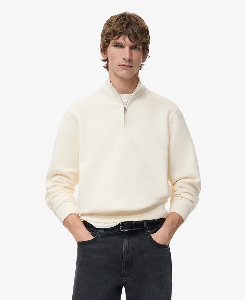 Mango Men's Regular-Fit Cotton Zipper Sweatshirt