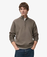 Mango Men's Regular-Fit Cotton Zipper Sweatshirt