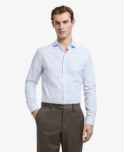 Mango Men's Slim Fit Cotton Striped Dress Shirt