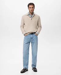 Mango Men's Mini Boucle Knit Polo Shirt