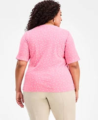 Style & Co Plus Size Printed Boat-Neck Elbow-Sleeve Top, Macy's Exclusive