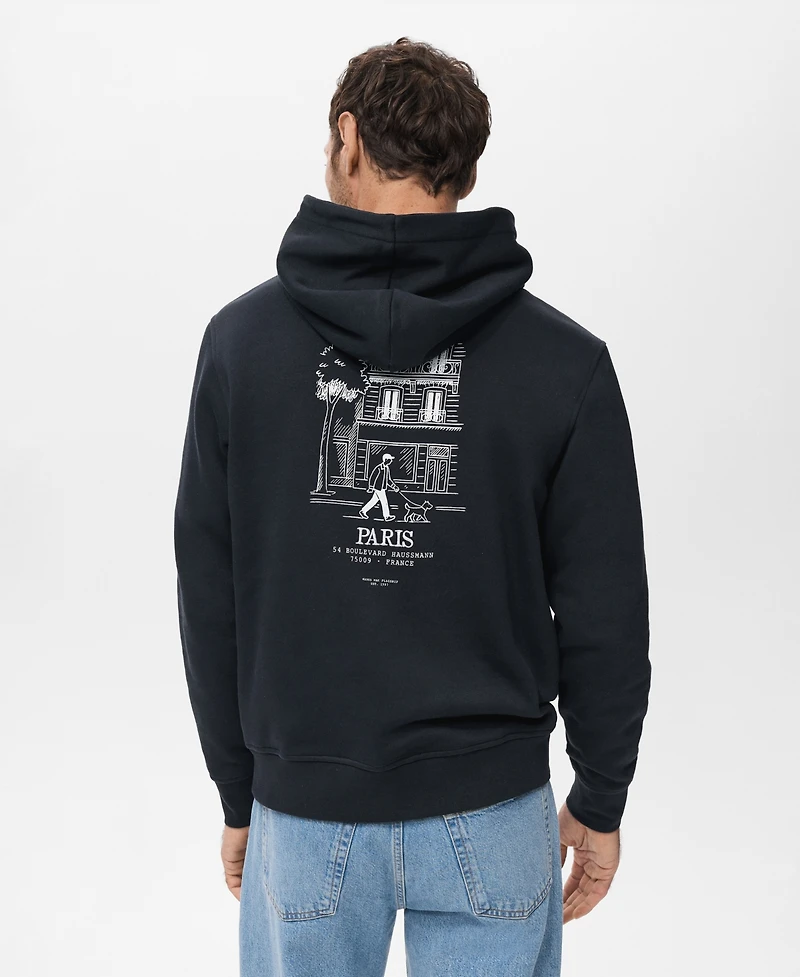 Mango Men's Graphic Hooded Sweatshirt