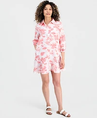 Charter Club Petite Linen Charleston Toile Flounce Dress, Macy's Exclusive