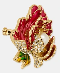 Anne Klein Pave & Imitation Pearl Flower Pin