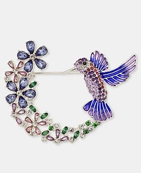 Anne Klein Crystal Hummingbird & Flowers Pin