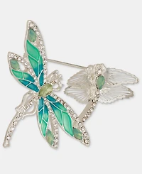 Anne Klein Crystal & Stone Flying Dragonflies Pin