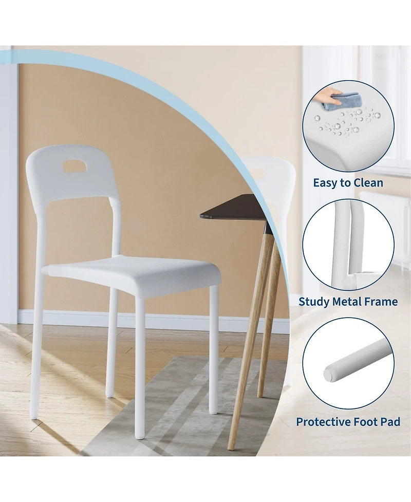Gaomon Stackable Plastic Dining Chairs with Metal Legs, Multi-Use Seating for Dining Table Waiting Room Conference Room