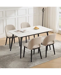 Gaomon Set of 2 Modern Fabric Upholstered Dining Chairs, Curved Back Kitchen Side Seating with Solid Wood Legs