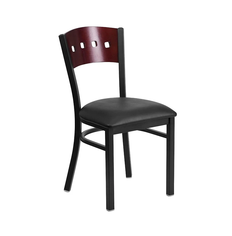 Emma+Oliver Decorative 4 Square Back Metal Restaurant Dining Chair