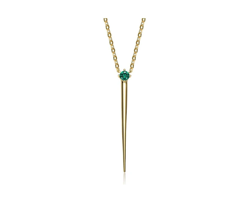 Genevive 14K Gold Plated Sterling Silver Green Linear Necklace and Earring Set