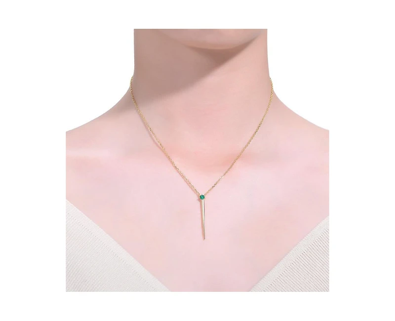 Genevive 14K Gold Plated Sterling Silver Green Linear Necklace and Earring Set