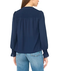 CeCe Women's Long-Sleeve V-Neck Smocked Top