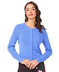 CeCe Women's Crewneck Long-Sleeve Cardigan