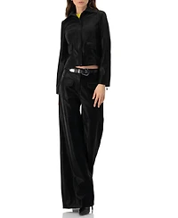 Ivonne Women's High Shine Semi-Flared Trousers