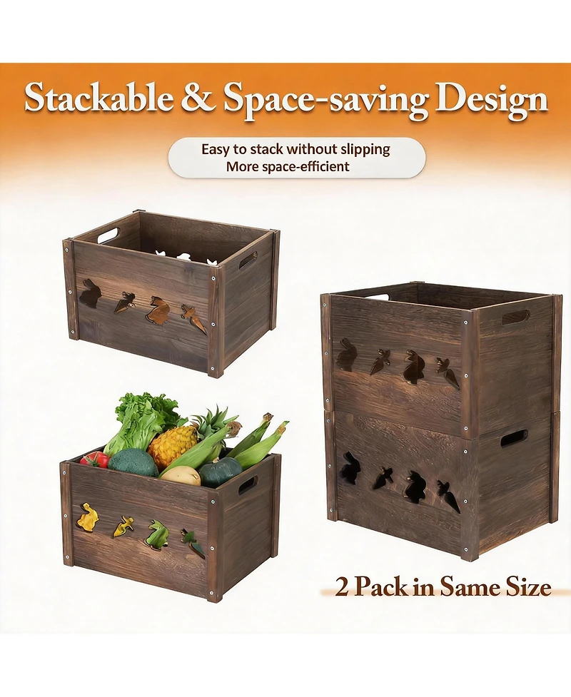 Yigii Wooden Storage Crates for Farm & Home Use